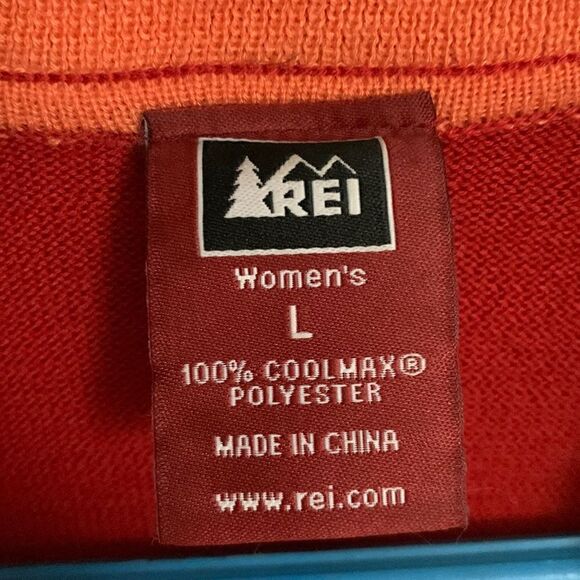 REI Womens Rendezvous CoolMax Orange Striped Full Zip Cardigan Sweater Large‎ - Picture 2 of 5